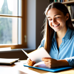 Study App Success**

"A determined young woman, fully clothed in comfortable study attire, smiling confidently while using a study app on her tablet. She's sitting at a bright, organized desk with textbooks and notes. Sunlight streams through a window. Safe for work, appropriate content, fully clothed, professional study environment, perfect anatomy, natural proportions, high quality, family-friendly."

**