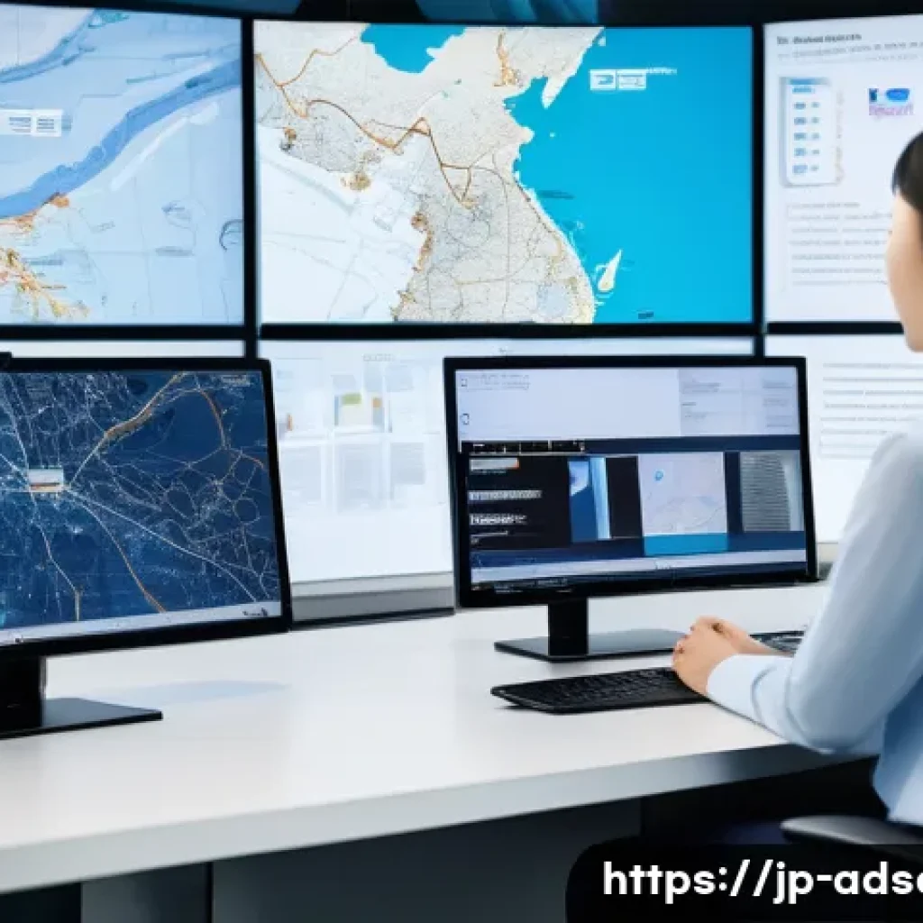 행정안전 직무 전환을 위한 커리어 플랜 - A modern Japanese government office scene focused on administrative safety personnel working collabo...
