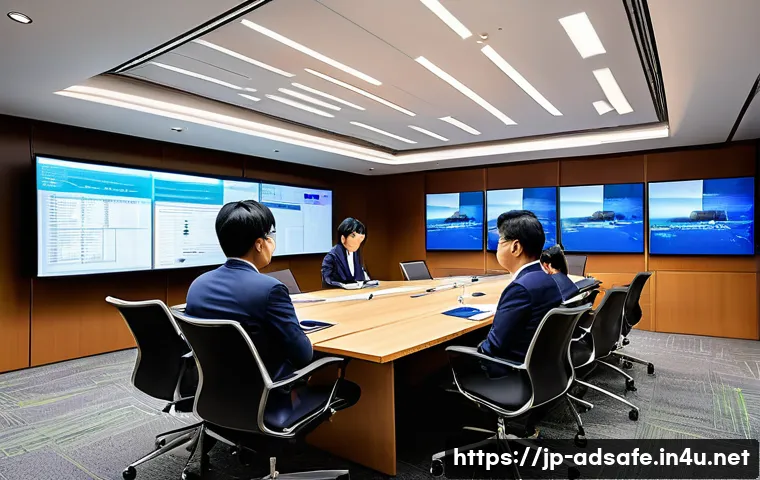 행정안전 전문가 네트워킹 이벤트 정보 - A modern Japanese government office conference room filled with diverse professionals actively engag...