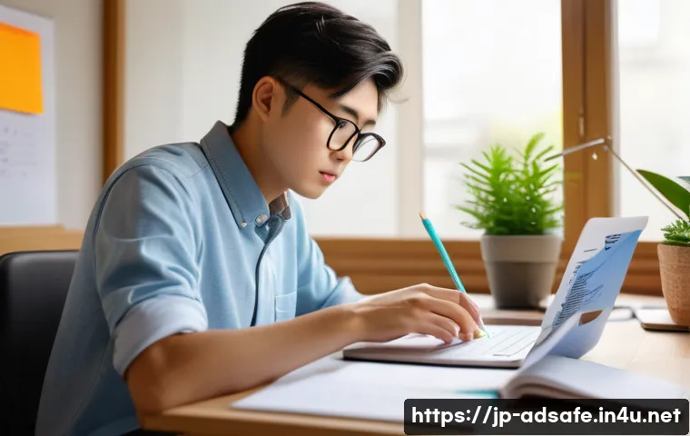 행정안전 실기 시험 준비 방법 - A focused Japanese student studying at a tidy desk in a modern, bright room with natural light comin...