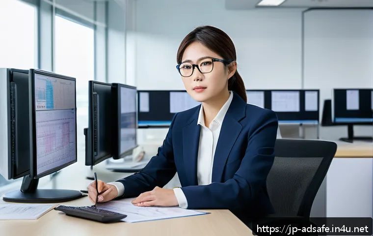 행정안전 전문가로 성장하기 위한 로드맵 - A modern Japanese administrative safety expert office scene, featuring a professional young Japanese...