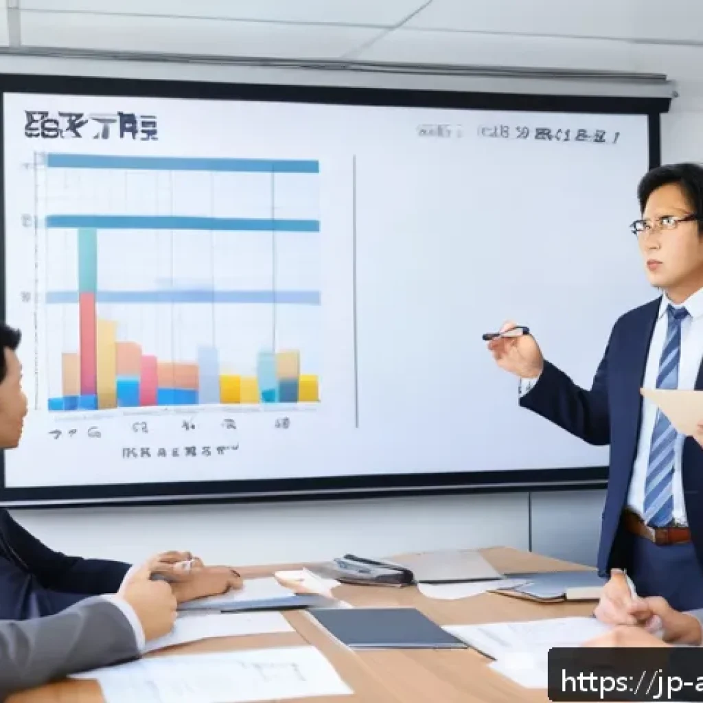 행정안전 자격증 취득의 중요성 - A professional Japanese office environment where a confident middle-aged man wearing business casual...