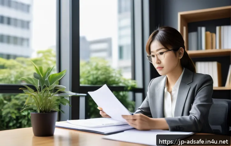 행정안전 분야에서의 자기계발 팁 - A professional Japanese office environment where a focused young Japanese woman in business attire i...