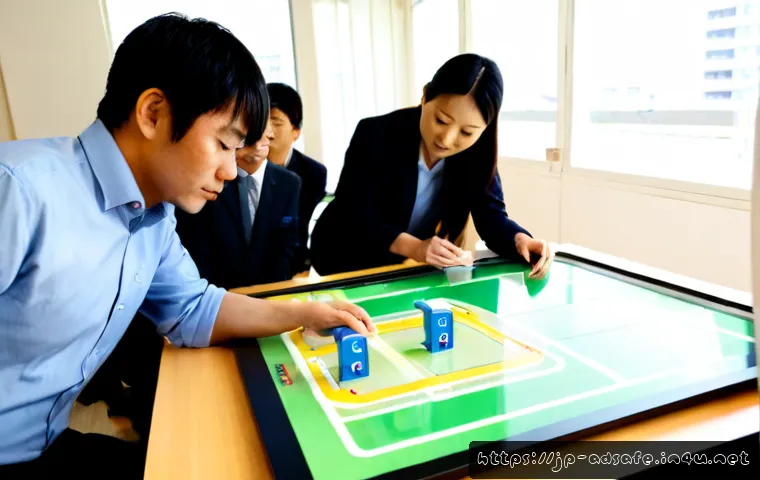행정안전 분야 창업 아이디어 - Photorealistic startup team in a modern Japanese municipal innovation workspace, a young entrepreneu...
